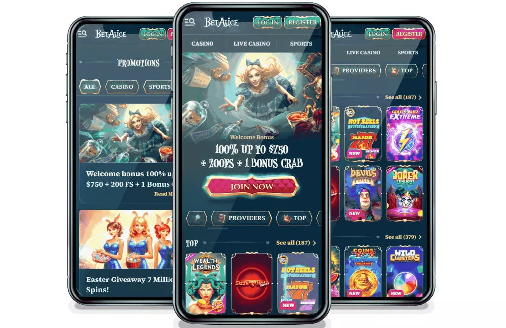 Zrzut ekranu aplikacji BetAlice Casino